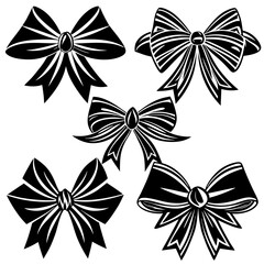 set of black and white bows