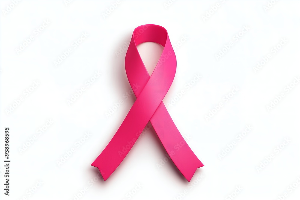 Wall mural breast cancer symbol as pink ribbon isolated on white background