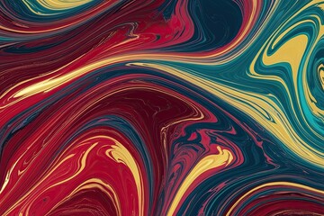 Enchanting Crimson Navy Teal Marbled Gradient Background with Bright Yellow Luminescence and Dynamic Ripple Effects