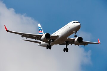 White Airplane Ascending Against Pure White Background in Striking Flight