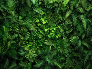 Obraz premium background is a wall of greenery surrounded by green ferns