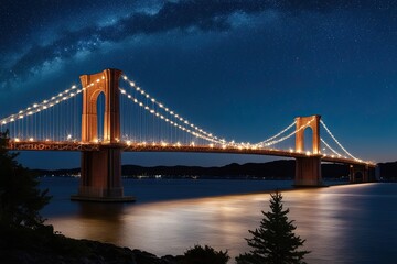 Obraz premium Starlit Bridge Art Under a Twinkling Night Sky