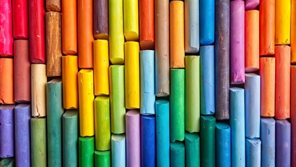 Soft And Vibrant Pastel Sticks Lie Neatly Arranged In Rows, Ready To Create Colorful Artistic Strokes.
