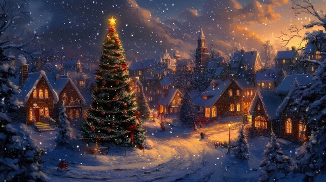 Christmas Eve in a Snowy Village