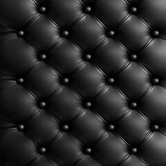 Fototapeta premium Black Leather Tufted Upholstery Texture Background
