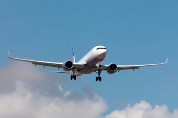 Modern Fast Passenger Airplane Taking Off Against White Background for Travel Storytelling