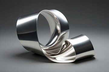 Three Dimensional Silver Metallic Ribbon with Amorphous Liquid Design