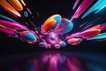 Vibrant Colorful Abstract Entities Against Dark Space Background