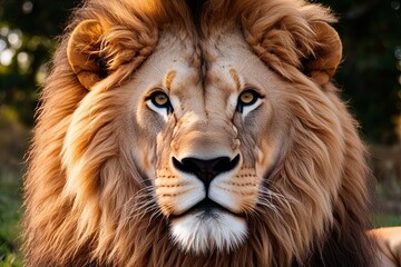 Fototapeta premium Fluffy Lion Mane Texture Closeup for Banner Background Design