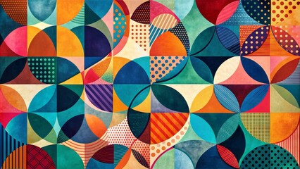 Naklejka premium Stylish abstract composition featuring interconnected circular shapes in various sizes, overlapping and blending in a vibrant color palette with modern geometric pattern.