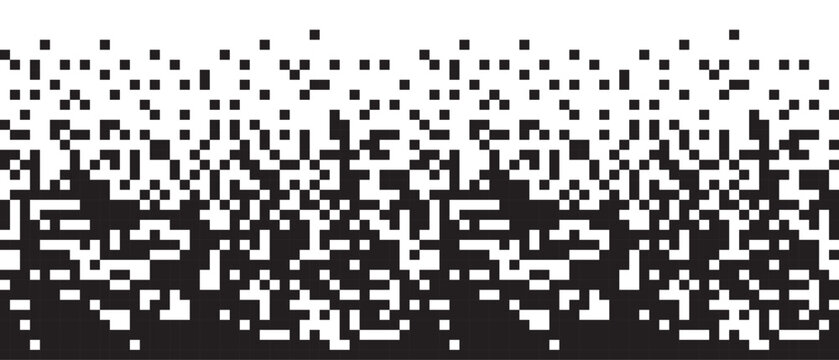 Dissolve pixel disperse blocks. Dust fragment, broken dots texture. Fractured disperse. Mosaic filled square dotted abstract pattern