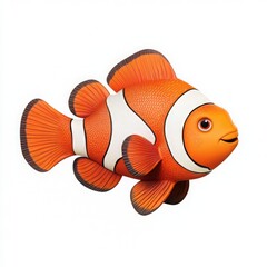 Vibrant clownfish with distinctive orange and white stripes swimming against a white background. Perfect for marine and aquatic-themed designs.