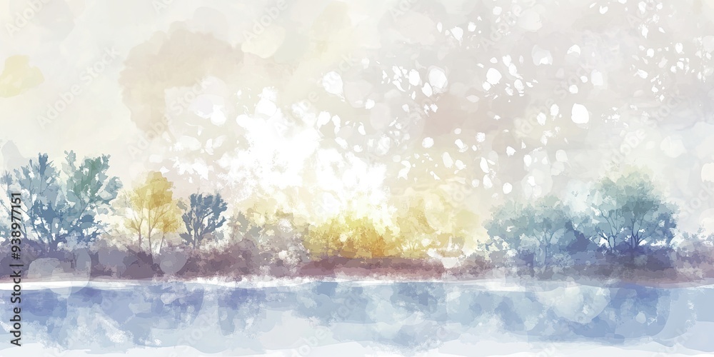 Poster Serene Winter Landscape with Snow and Trees