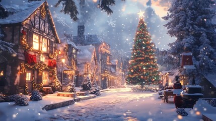 Cozy Christmas Town Street