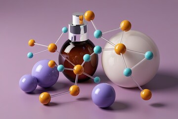 Obraz premium 3D Molecular Structure Renderings in Skincare and Cosmetic Products