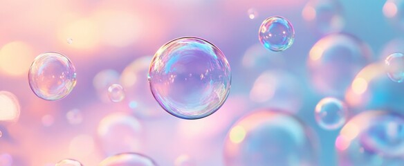 Dreamy Soap Bubbles on Pastel Background