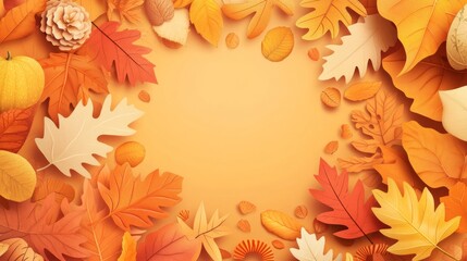 Vibrant Autumn Leaves Scattered on Ground - Seasonal Illustration Perfect for Fall Campaigns