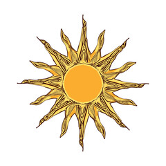 Stylized Sun Illustration with Radiant Rays
