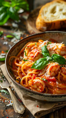 Linguine with lobster in decadent tomato cream sauce