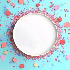 Colorful Confetti Circle Background for Celebration Party
