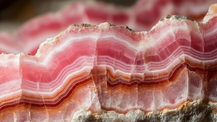 Polished rhodochrosite with vibrant pink layers
