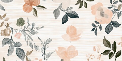 Floral Pattern with Soft Colors and Greenery