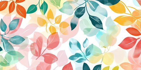Colorful Watercolor Leaves Pattern Design