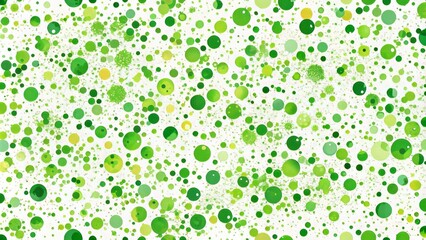 Vibrant green splatter pattern featuring small rounded dots scattered randomly across a white background, creating a fun and playful abstract design element.