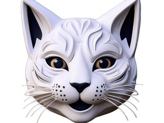 Obraz premium 3d illustration Dangerous cat face logo isolated on transparency background PNG