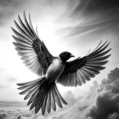 Obraz premium Black and White Beauty in Flight