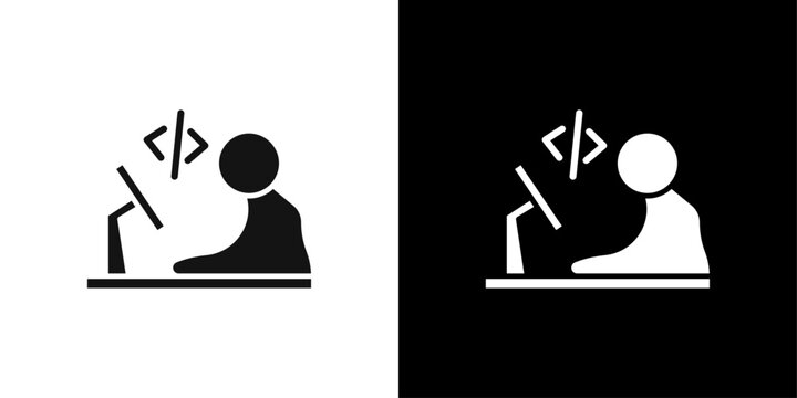 coding icon Flat fill set collection