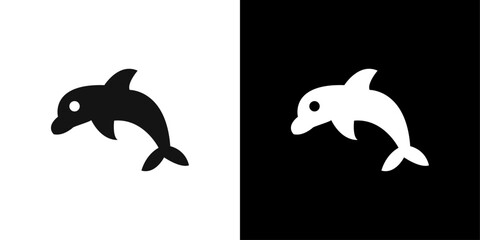 Obraz premium Dolphin icon Flat fill set collection