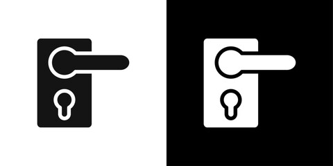 Door knob icon Flat fill set collection