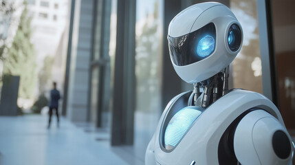 Naklejka premium High-tech modern robot. Robot in the modern world. generation AI