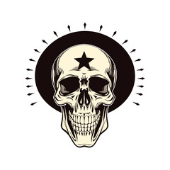 Obraz premium Skull with Star and Radiant Background