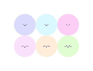 Colorful character face circle avatar illustration set. Avatars icons in trendy style. Social media reaction sticker. Collection of simple face stickers drawn with pencil lines