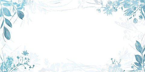 Obraz premium Delicate Floral Frame in Soft Blue and White Tones