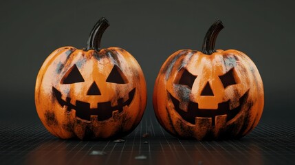 Halloween pumpkins isolated on transparent background - Generative AI