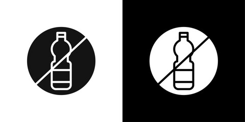 No plastic bottle icon Flat fill set collection