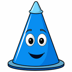 Here is the vector design of a blue glass traffic cone on a white background art vector illustration