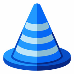 Here is the vector design of a blue glass traffic cone on a white background art vector illustration