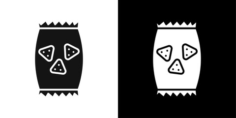 Potato chips Snacks bag icon Flat fill set collection