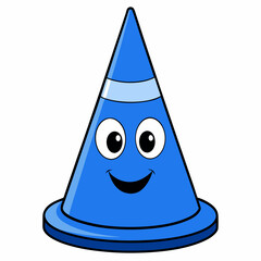 Here is the vector design of a blue glass traffic cone on a white background art vector illustration