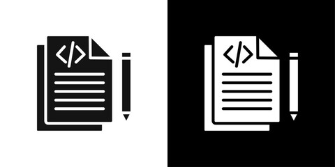 Script icon Flat fill set collection