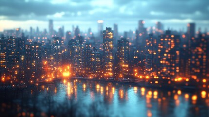 Obraz premium Cityscape with lights and reflections