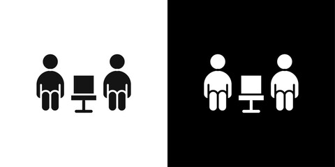 Social distancing sitting icon Flat fill set collection