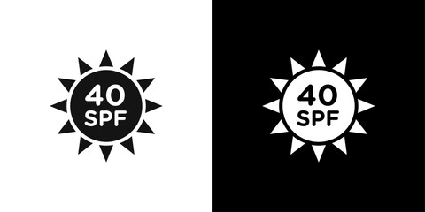 Sun protection factor 40 icon Flat fill set collection