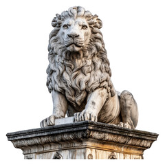 Obraz premium PNG Brightly lit lion sculpture on pedestal
