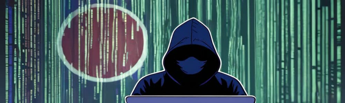 Anonymous Computer Hacker against abstract flag of country and binary code. attacking internet Hacking malware concept. Hacker abstract laptop binary code digital interface. Virus, Spyware