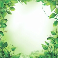Lush Green Leaf Frame with Soft Background